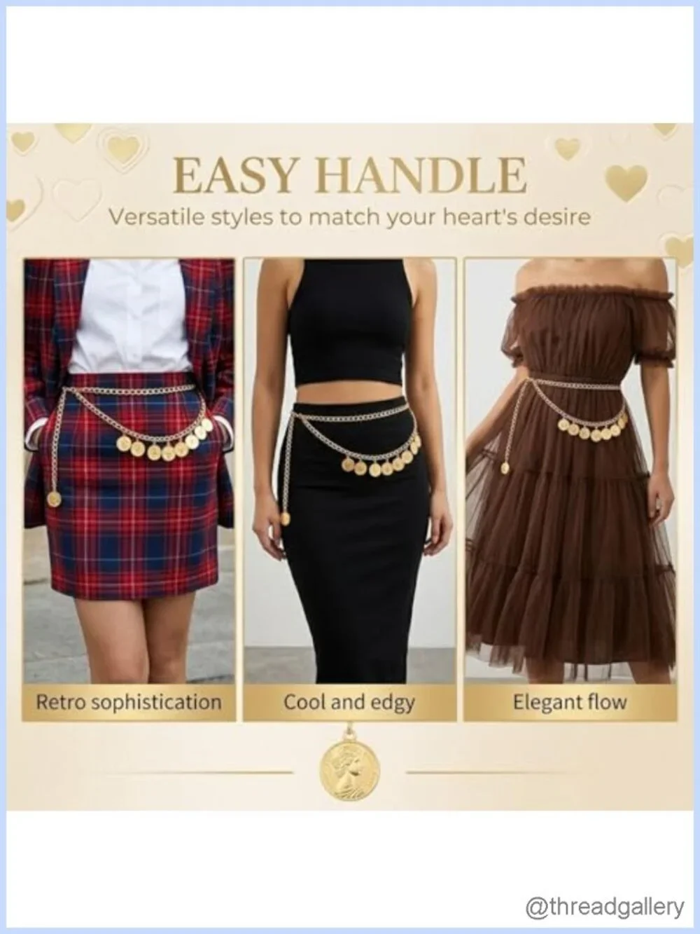 Adjustable Gold Coin Chain Belt Pirate Waist Chain Alloy Body Jewelry for Women